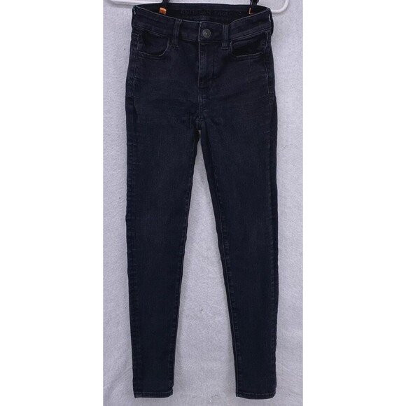 American Eagle Jeans Size 0 Next Level Stretch Hi Rise Jegging Crop Black - Picture 1 of 9